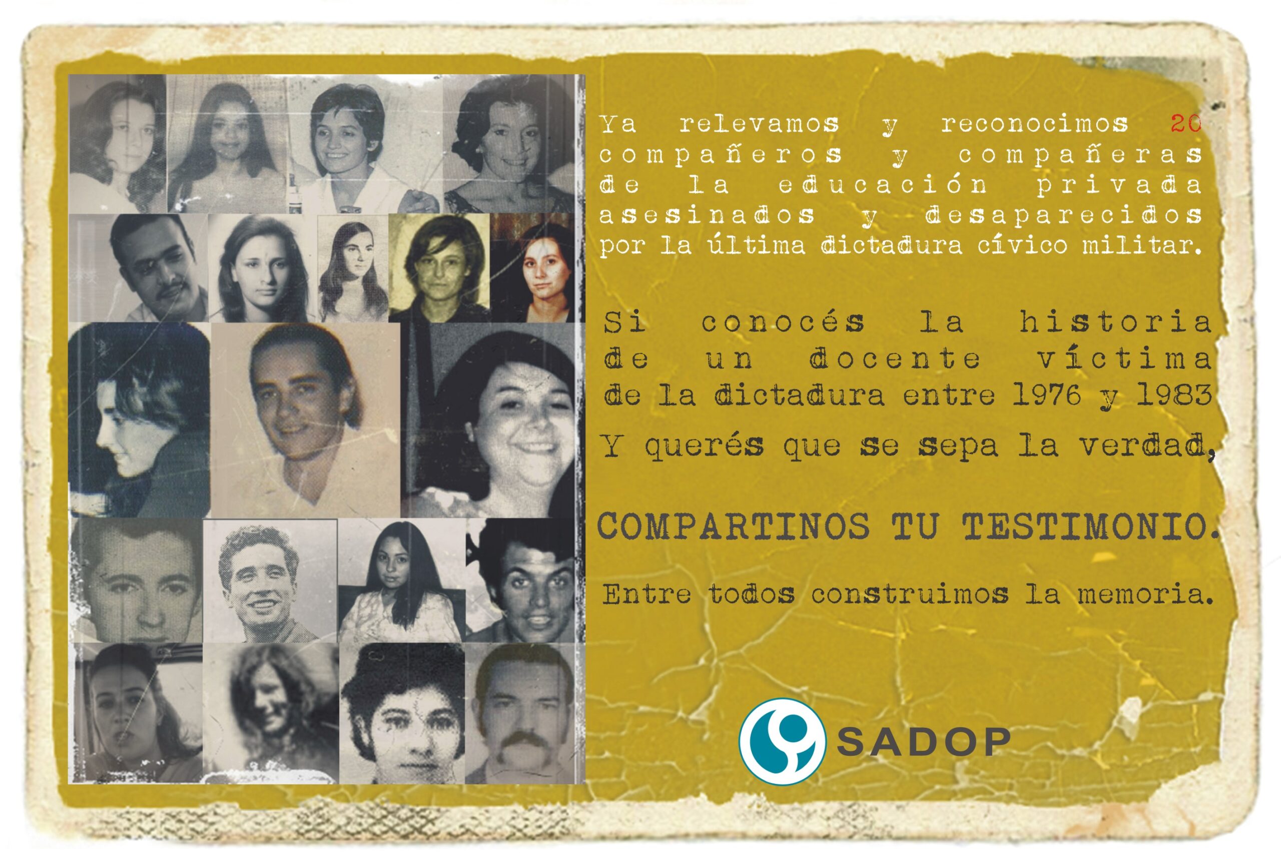 En este momento estás viendo SADOP reconoció a trabajadores y trabajadoras de la educación privada secuestrados y asesinados